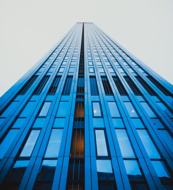 office buildings. Modern glass silhouettes on modern building